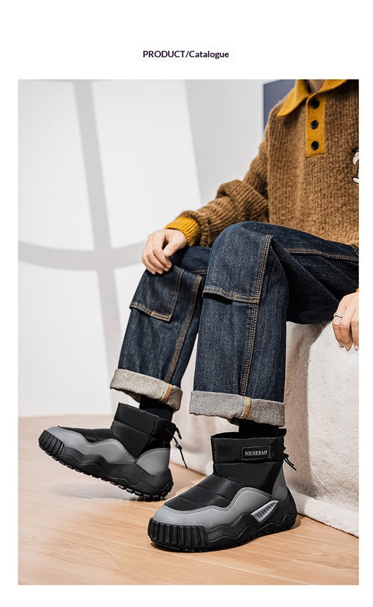 Botas Casuales de Algodón Cálidas para Hombre - Botines Estilo Mid-Top - Image 10