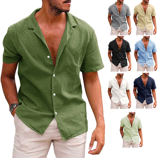 Camisa Casual de Playa para Hombre - Manga Corta Botones