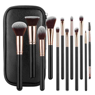 Estuche de Maquillaje con 12 Brochas y Bolsa Negra con Cierre - Image 8