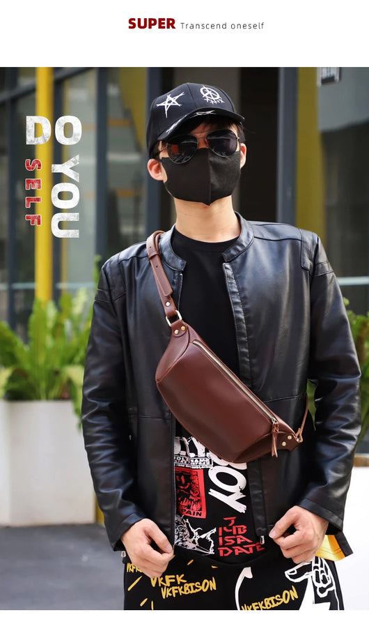 Bolso de Pecho de Cuero Genuino para Hombre - Bandolera Retro Estilo Casual - Image 9