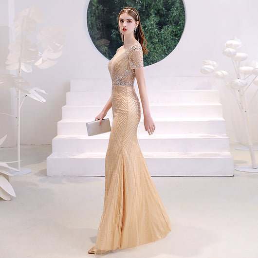 Vestido de Noche Champagne Gold Premium para Mujer - Image 3