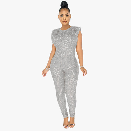 Jumpsuit de Lentejuelas sin Mangas Cintura Media para Mujer - Image 2