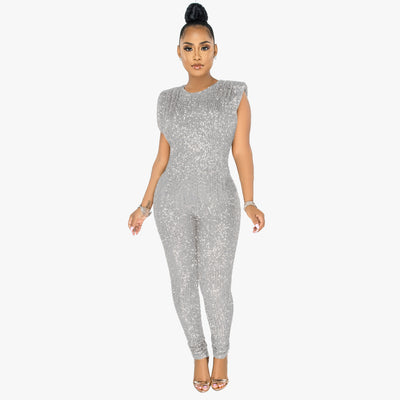 Jumpsuit de Lentejuelas sin Mangas Cintura Media para Mujer - Image 2