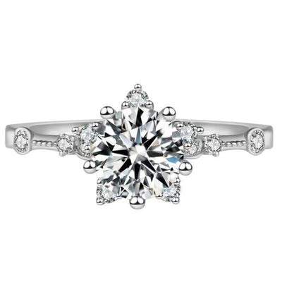 Anillo de Oro Rosado con Copo de Nieve de Diamante y Diseño Estelar - Image 9