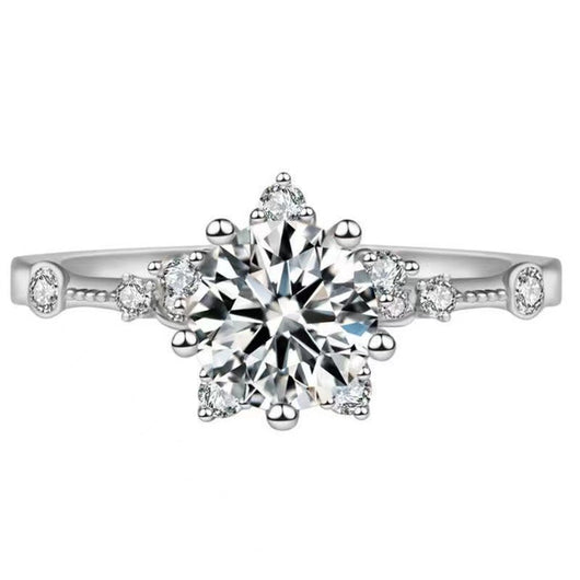Anillo de Oro Rosado con Copo de Nieve de Diamante y Diseño Estelar - Image 9