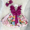 Vestido Infantil Estilo Europeo Americano con Estampa y Detalle de Moño en la Espalda