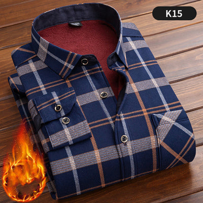 Camisa Cálida Acolchada de Terciopelo para Hombre Talla Grande - Image 14