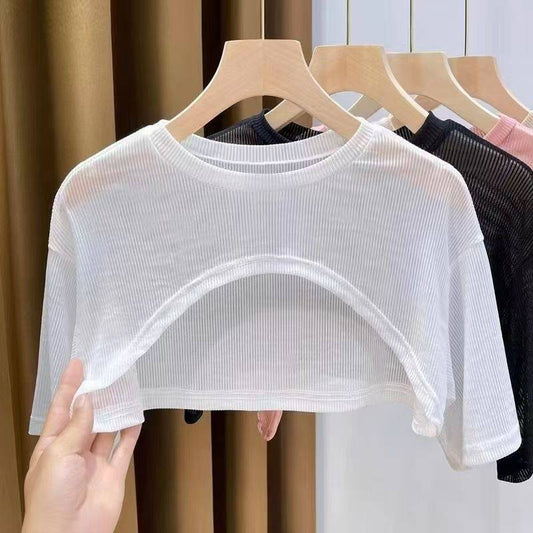 Cardigan Protector Solar Hueco Cintura Alta Ultracorto
