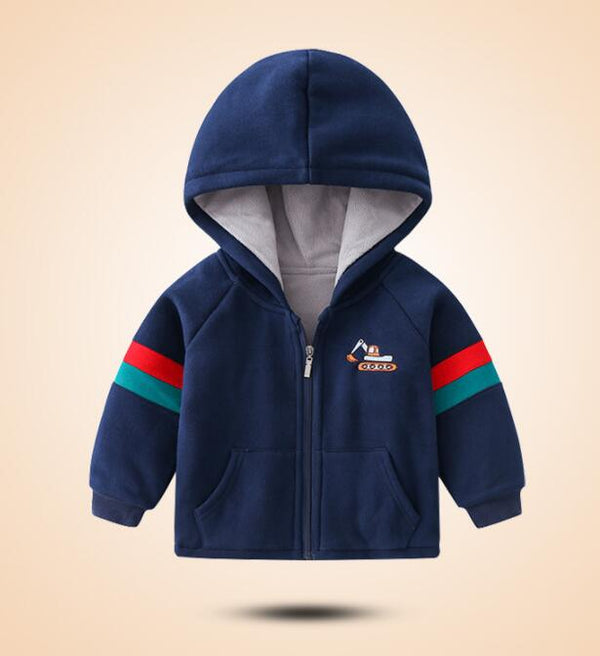 Chaqueta Infantil de Terciopelo Acolchada con Bordados Animados