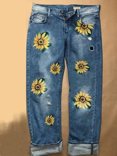 Pantalones Anchos Estampados Efecto Desgastado - Image 4