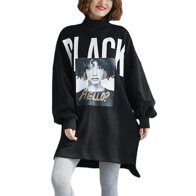 Buzo Oversized con Lettering de Largo Medio y Cuello Polera - Image 10