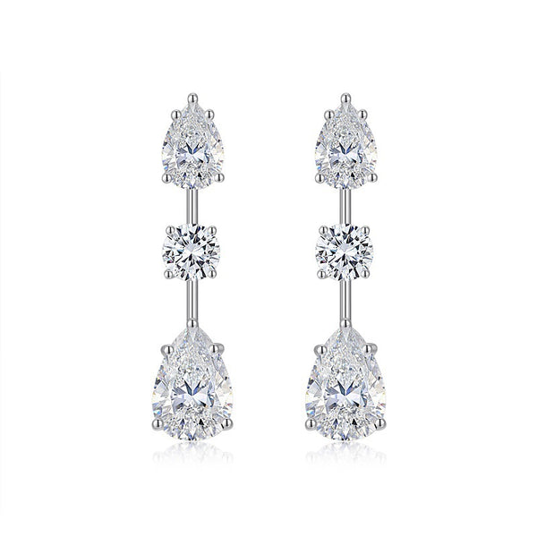 Aretes Largos de Lujo en Plata 925 con Moissanita