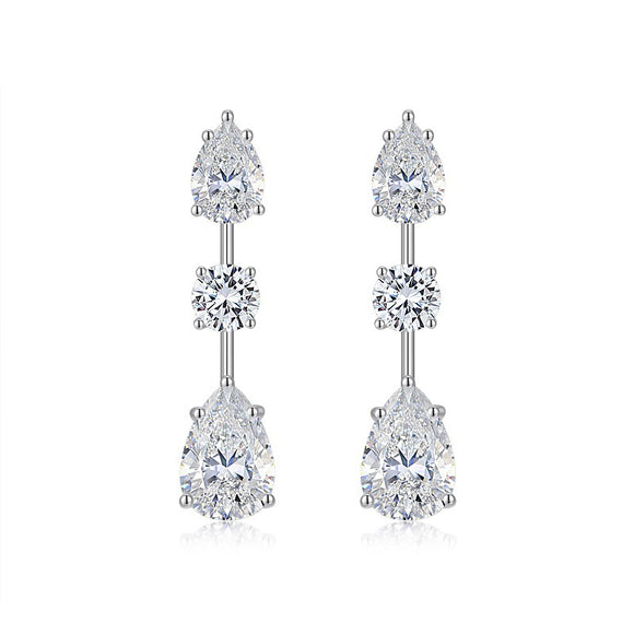 Aretes Largos de Lujo en Plata 925 con Moissanita