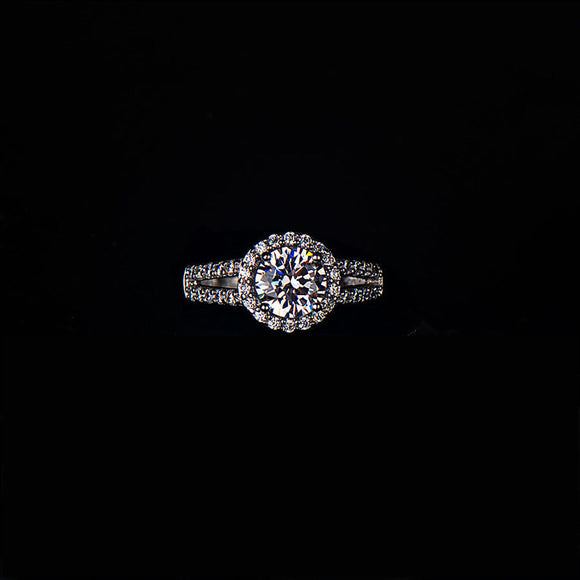 Conjunto de Anillos de Boda Grandes y Lujosos en Plata 925 para Novia