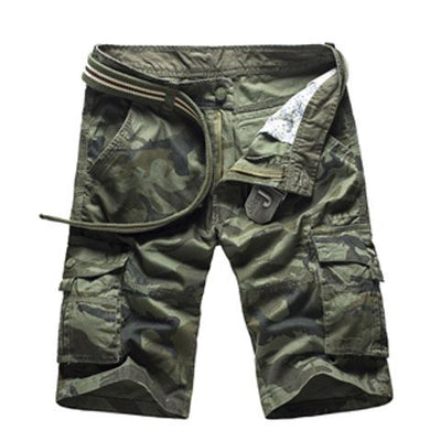 Pantalones Cortos Cargo Camuflaje con Cinturón y Múltiples Bolsillos