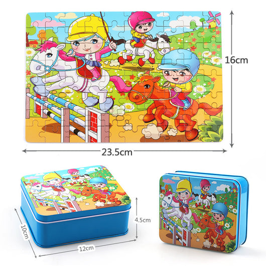 Set de 80 Juguetes Educativos de Madera con Puzzles de Animales - Image 3
