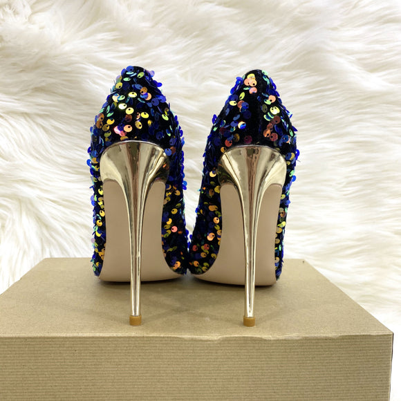 Tacones Stiletto Puntiagudos con Detalles de Cuentas de Colores