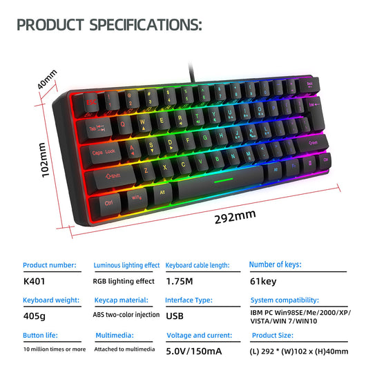 Teclado Compacto RGB para el Hogar - Iluminación LED Personalizable - Image 15
