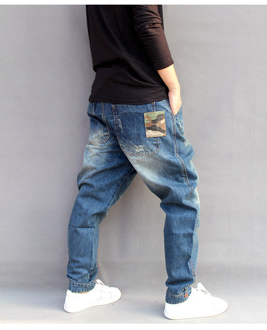 Pantalones Casuales Holgados con Múltiples Bolsillos - Jeans Lavados Talla Grande - Image 9