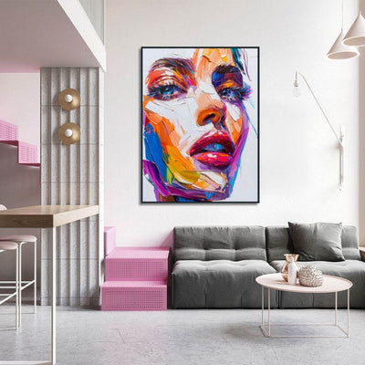 Cuadro Abstracto Moderno Pintura al Óleo Hecha a Mano - Rostro Contemporáneo con Técnica de Espátula - Image 10