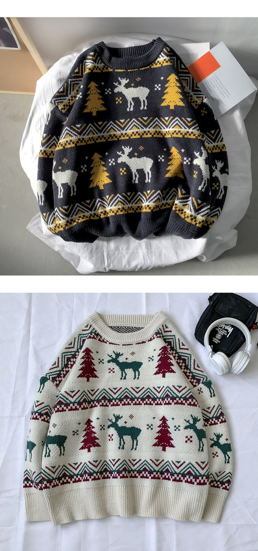 Suéter Tejido Cuello Redondo Estilo Étnico Hong Kong - Tendencia Universitaria - Image 16