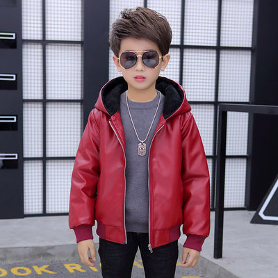 Chaqueta Acolchada con Capucha de Cuero PU para Niños - Image 20
