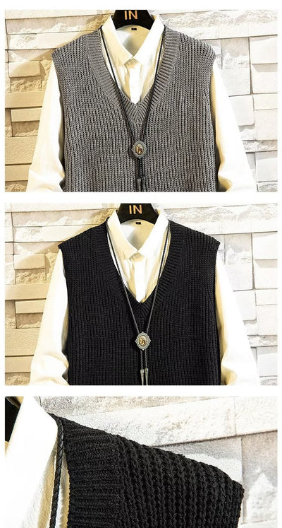 Suéter Holgado Cuello V Estilo Universitario - Image 13