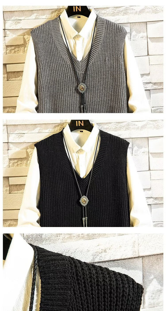 Suéter Holgado Cuello V Estilo Universitario - Image 13