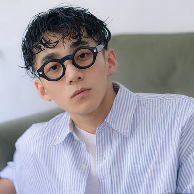 Gafas Retro Montura Pequeña Redonda Carey Marrón