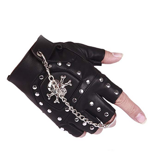 Guantes de Cuero PU Punk Hip-Hop con Remaches Dedos Cortados - Image 4