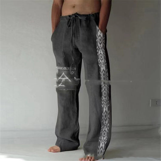 Pantalones Étnicos Rectos con Cordón para Hombre - Image 11