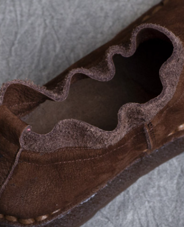 Zapatos de Cuero Vintage con Suela Blanda y Pliegues Artesanales - Image 12