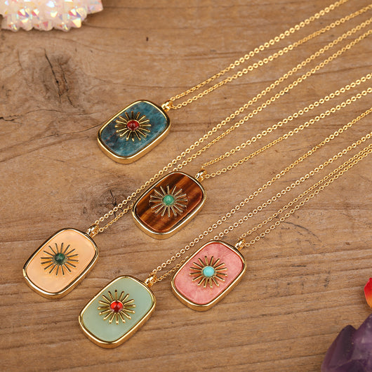 Colgante de Piedra con Girasol Pavé para Mujer - Image 35