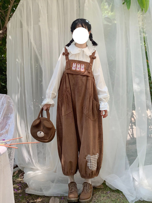 Tirantes Estilo Vintage con Parche de Cuadros y Moño Suelto