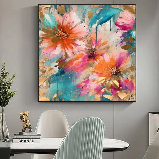 Cuadro Abstracto Peonía Moderno - Lienzo Óleo Decorativo para Sala y Dormitorio - Image 4