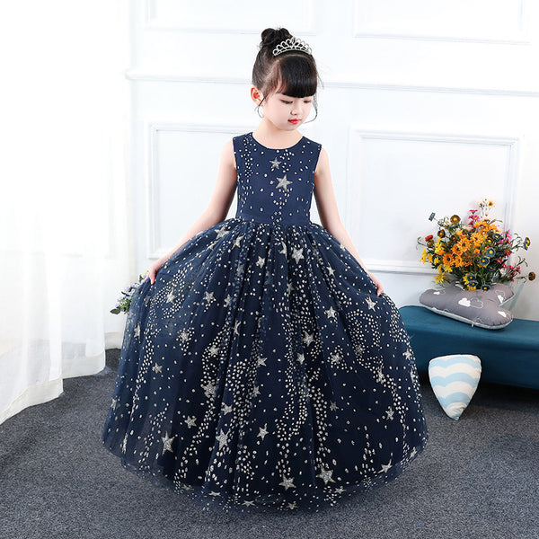 Vestido Princesa Azul Estrellado para Niña