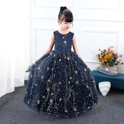 Vestido Princesa Azul Estrellado para Niña
