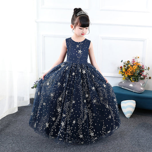 Vestido Princesa Azul Estrellado para Niña