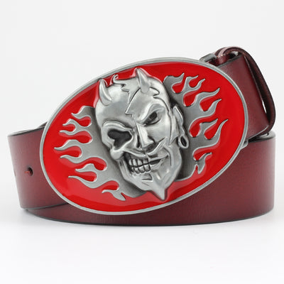 Cinturón de Cuero Retro con Hebilla Calavera - Estilo Vintage Ghost - Image 4