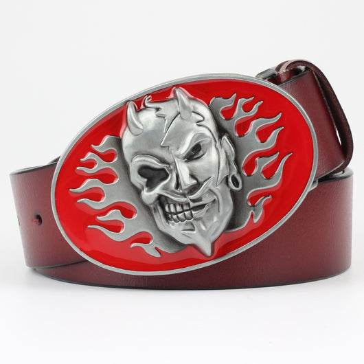 Cinturón de Cuero Retro con Hebilla Calavera - Estilo Vintage Ghost - Image 4