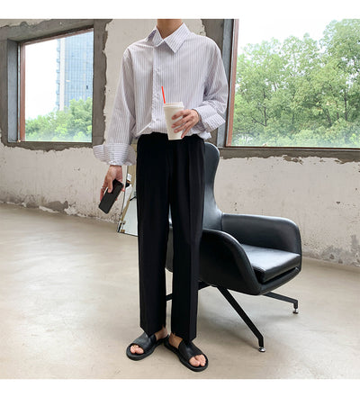 Camisa Casual Ejecutiva con Solapa Asimétrica y Rayas - Image 15
