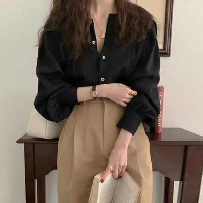 Conjunto Falda A-línea Cintura Alta con Blusa Literaria Elegante - Image 5