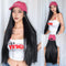 Gorro Peluca de Cabello Liso Negro Removible - Fibra Térmica Natural