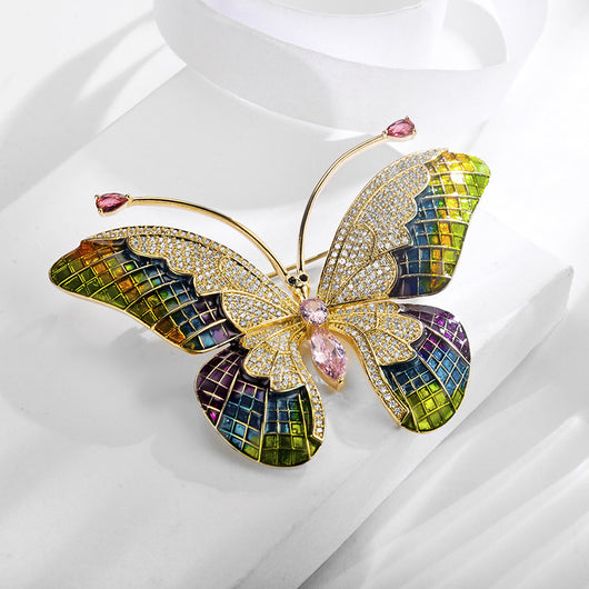 Broche Mariposa con Incrustaciones de Circón de Alta Calidad para Mujer - Image 2