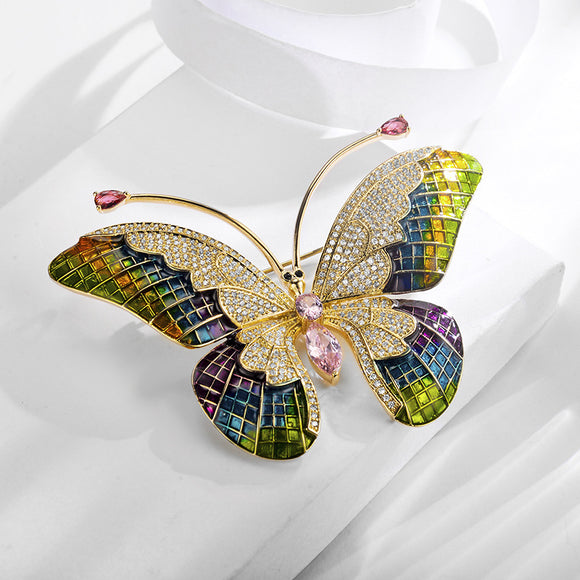 Broche Mariposa con Incrustaciones de Circón de Alta Calidad para Mujer
