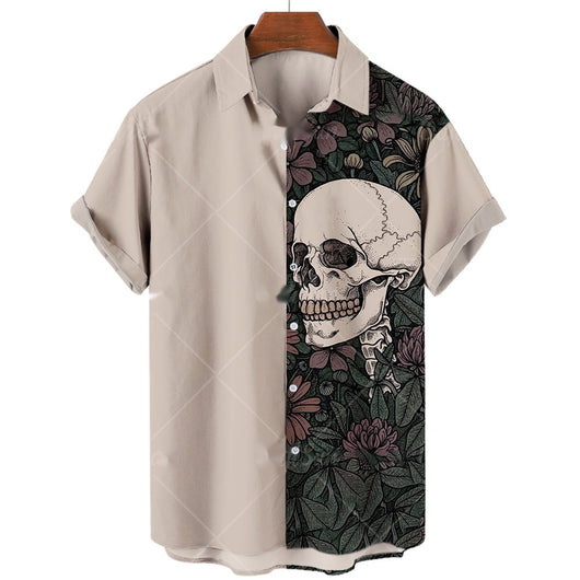 Camisa Polo de Manga Corta con Estampado 3D Calavera Digital - Image 11