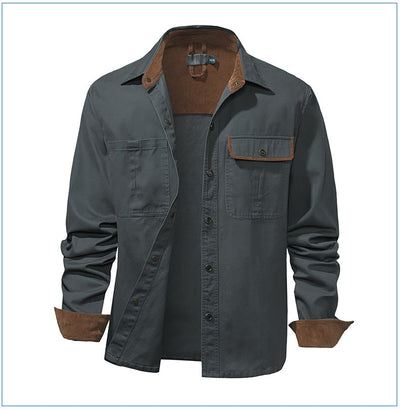 Camisa Polo de Manga Larga Algodón Lavado Tallas Grandes Hombre Color Sólido - Image 24
