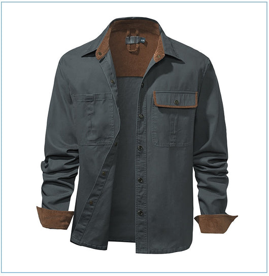 Camisa Polo de Manga Larga Algodón Lavado Tallas Grandes Hombre Color Sólido - Image 24
