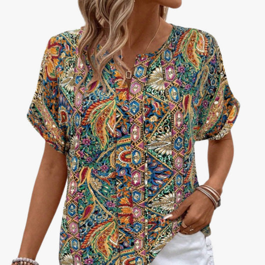Playera Étnica Retro con Estampado 3D - Casual y Cómoda - Image 2