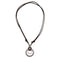 Double circle hollow leather cord necklace Plateado